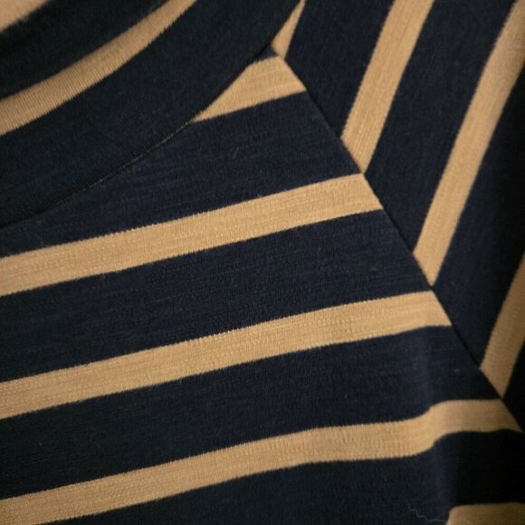 Hatley Navy Beige Draped Bateau Neck Striped Jersey Midi Dress Size L - Picture 4 of 6